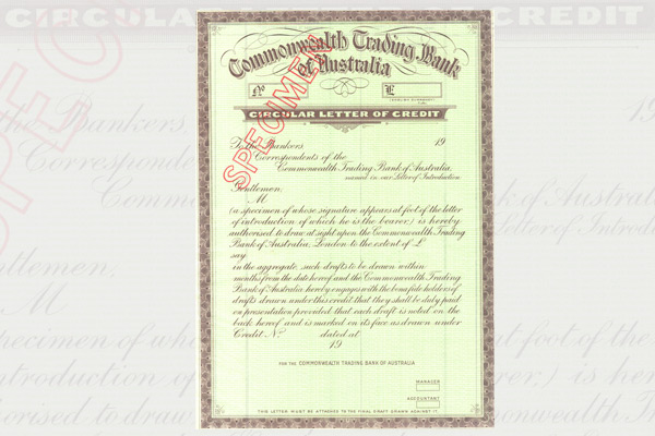 Specimen circular letter of credit also known as traveller's letter of credit Previous